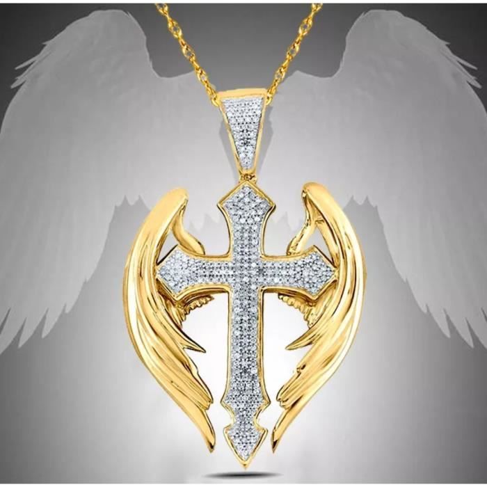 COLLIER CROIX SUR CRISTAUX AUTRICHIENS, COLLIER AILES D'ANGES, COLLIER ANGE, COLLIER BAPTEME