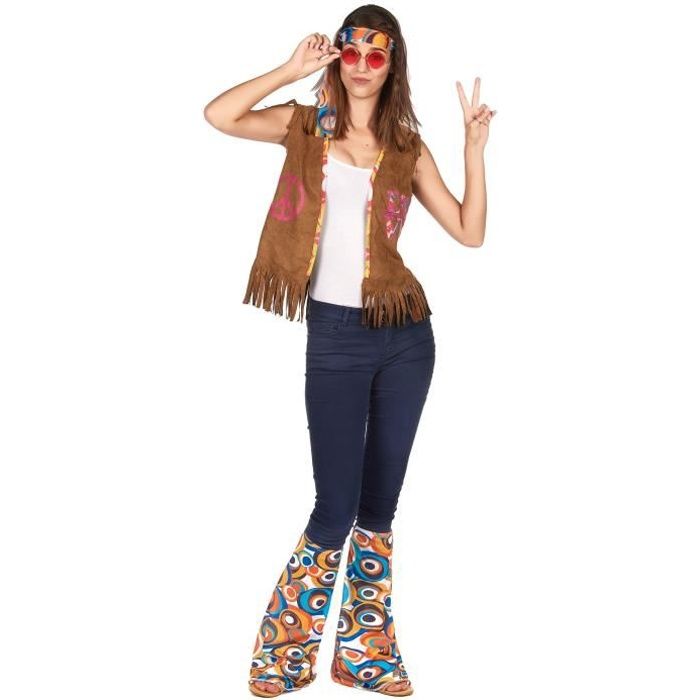 Kit accessoires hippie rétro adulte - Coloré
