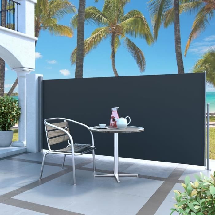 Magnifique-Auvent Store Jardin Protection Brise-Vue Soleil Balcon Terrasse latéral rétractable 140 x 300 cm Noir
