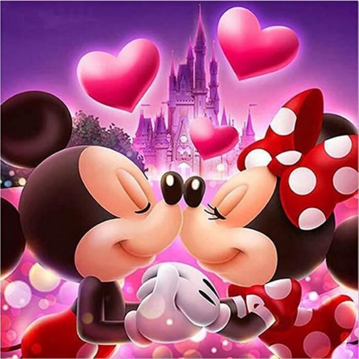 ZLB551 5D-DIY-Diamant Painting-Set-Disney-Mickey Minnie-Full Diamond-3D-Broderie-Mosaïque-Décoration Taille:40x50CM