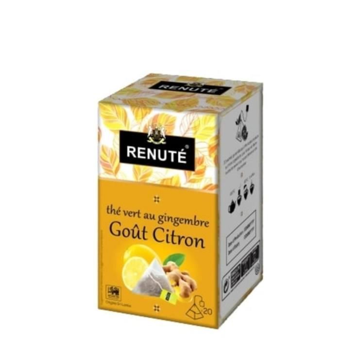 Renuté - Thé vert gingembre citron - 20 sachets - Boîte 32g