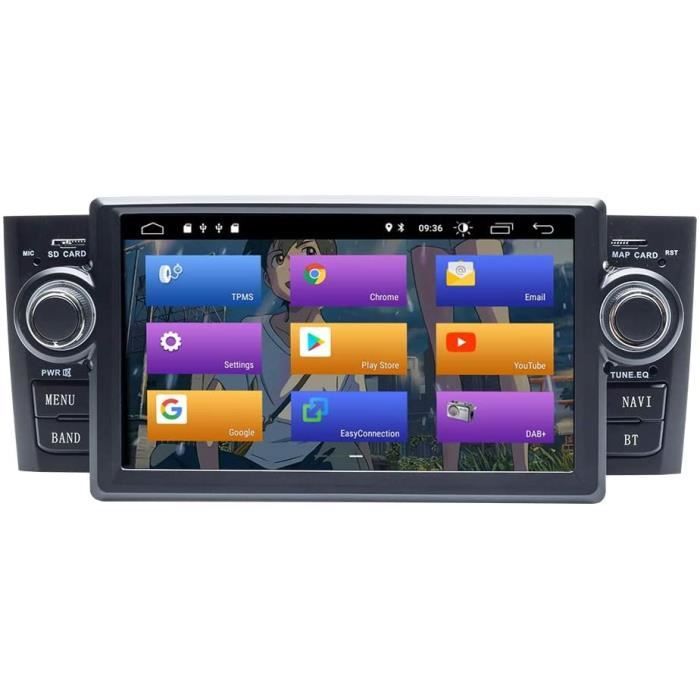 BOOYES pour Fiat Grande Punto Linea 2007-2012 Android 10.0 Double Din 7- Voiture Multimédia GPS Navigation Auto Radio Stéréo Voiture