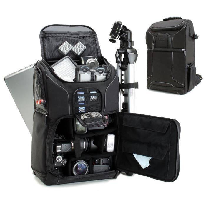 Housses et étuis pour appareils photo et caméscopes USA Gear Sac à Dos Appareil Photo Réflex Numérique avec Support Trép 5824