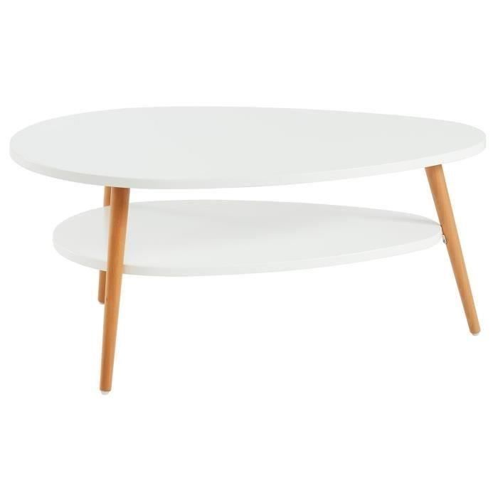 ligne table basse Superbe Table basse ovale Plateau MDF blanc laque mat