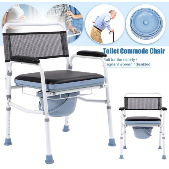 Chaise de toilettes percée modulable Commode Chaise percée pliante - Chaise WC 70*58*20cm -JID