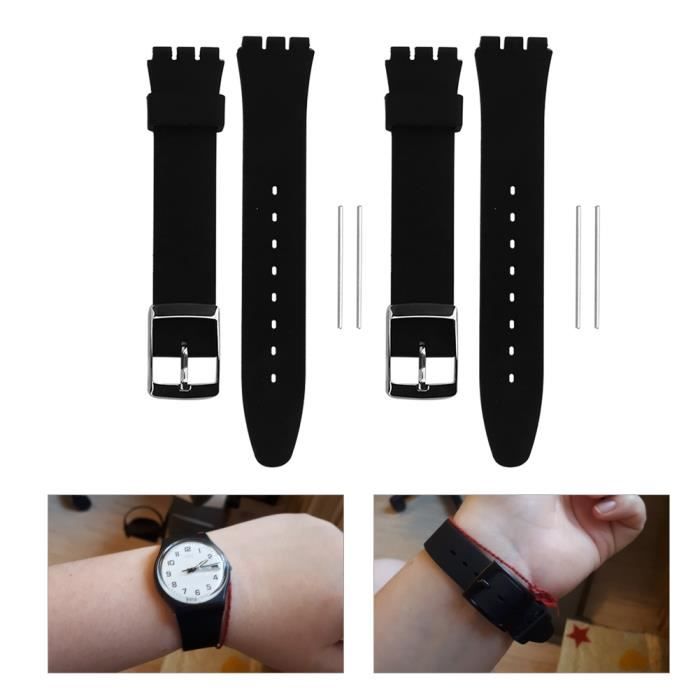 2pcs silicone souple 17mm + 19mm bracelet de montre accessoire de remplacement de bracelet de montre