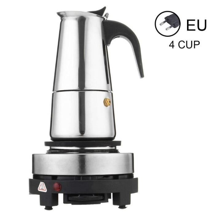 Machine à café,Cafetière électrique 4-6 tasses,Pot à expresso Latte percolateur,cuisinière électrique- Type 4 cups EU with stove