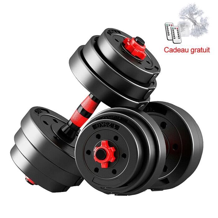 Lot de 2 Haltères 20kg - Paire d'haltères Dumbbell Musculation Fitness Homme et Femme - Noir