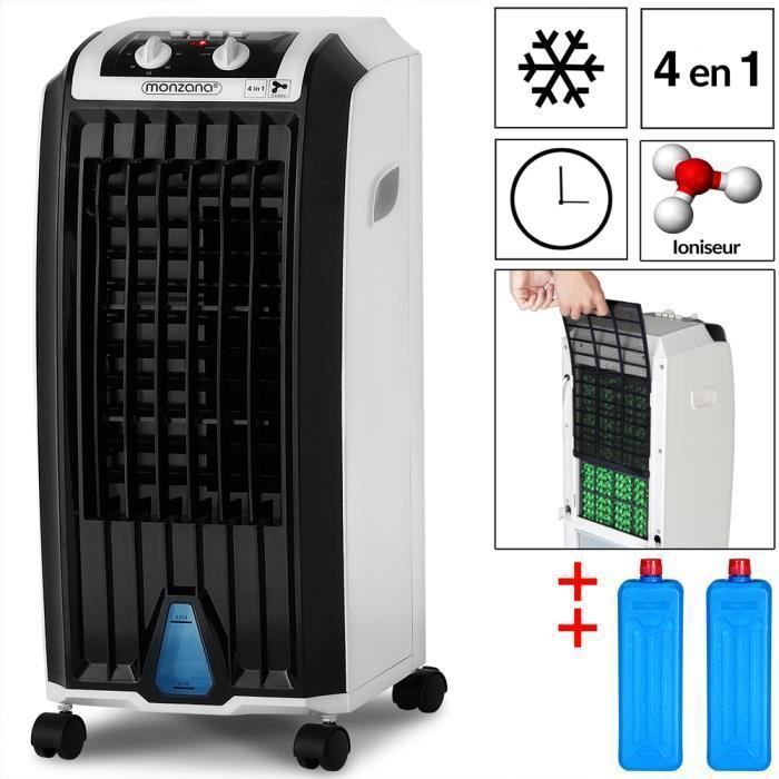 Climatiseur 4 en 1-4 roues - Ventilateur Climatiseur humidificateur purificateur d'air - Rotation automatique - Maison