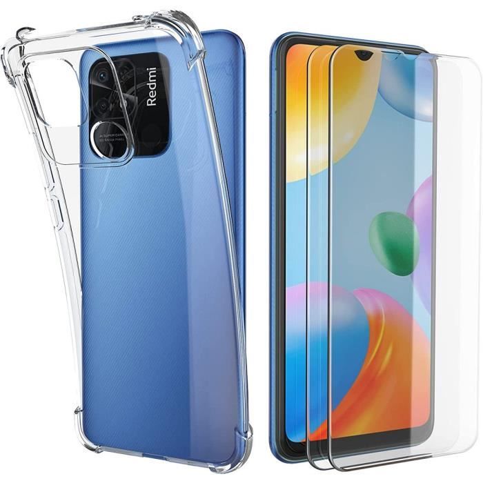 Coque pour Xiaomi Redmi 10C Transparent Antichoc TPU + 2 Verres Trempés