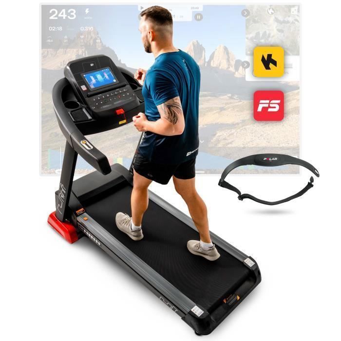 HOP-SPORT Tapis de Course 0,8-20 km/h, Tapis Roulant électrique Pliant HS-4500LB Ultima Pro, 4 Programmes d'entraînement, Max. 150kg