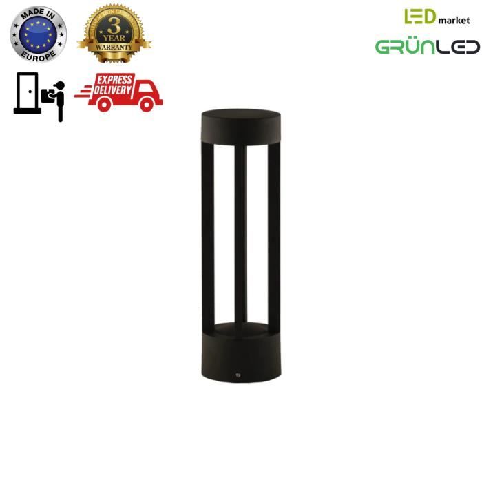 Borne exterieure d'éclairage Lampadaire de Jardin Pelouse Décoration 12 W Lampe Etanche IP65, 30 cm, Noir - LED Market