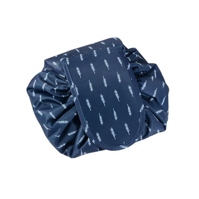 Mode imperméable à l'eau de grande capacité sac de rangement de bijoux de maquillage de cordon de serrage rapide, plume bleue