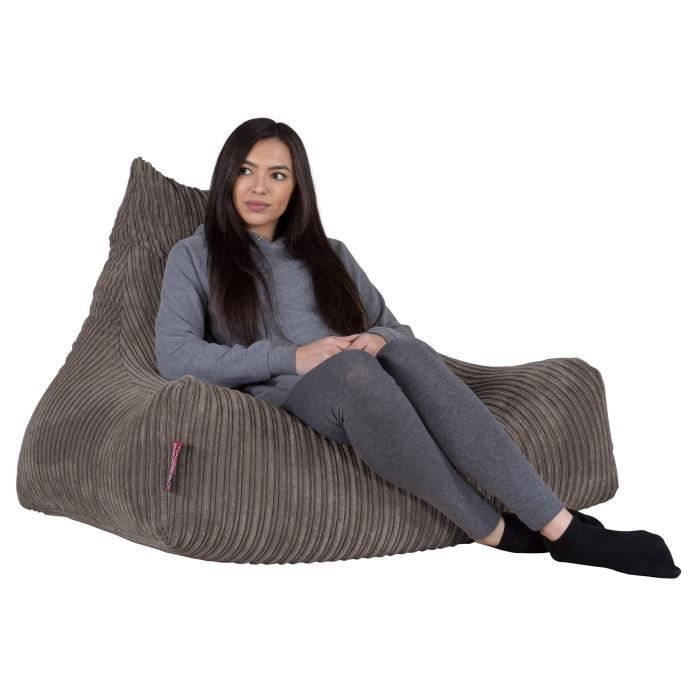 LOUNGE PUG®, Pouf Fauteuil Relax, Côtelé Anthracite