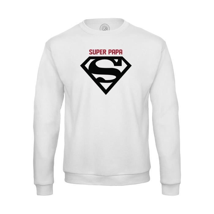Sweat Shirt Homme Super Papa Rouge Logo Super Héro