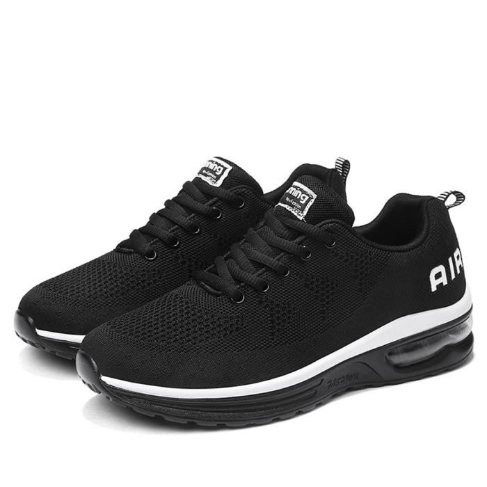 Hommes Chaussures de course athlétiques légères Respirant Sport Fitness Jogging Sneakers baskets Noir likai