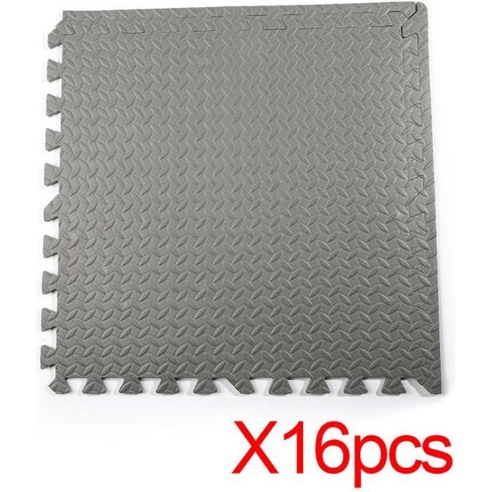 Gris Lot de 16 Tapis de sol 60cm x 60cm Sol Piscine Jacuzi Gym Tapis de Sport Mousse EVA