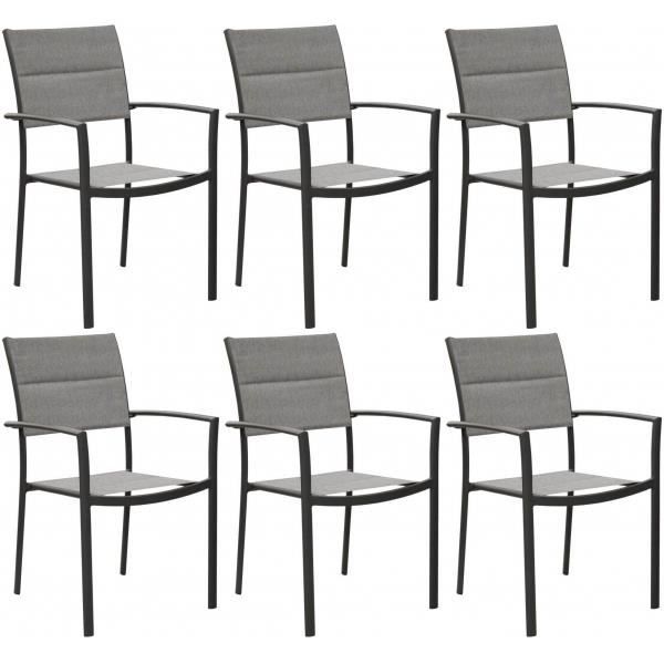 Fauteuil en aluminium Milan (Lot de 6) Gris