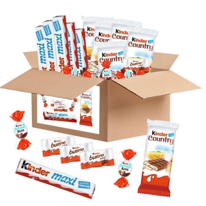 Assortiment de 200 chocolats Kinder - Schokobons, Mini Bueno, Country, Maxi