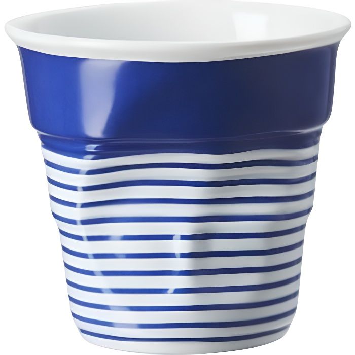 REVOL FRANCE TASSE IMITATION GOBELET PLIÉ CAPPUCCINOBECHER RAYURES BEIGE 180 ML-TASSE À CAFÉ-BLEU, BLANC, BORD RV646077
