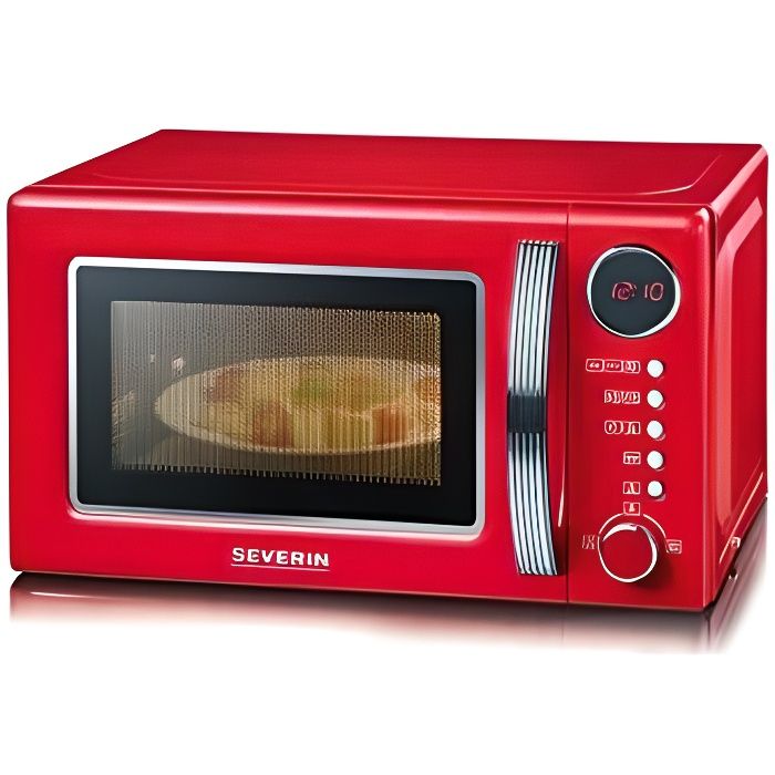 Severin - SEVERIN Four Micro-ondes, Gril, 20 L, jusqu’à 1 000W, 5 niveaux de puissance, Affichage numérique, Design rétro, Rouge, MW