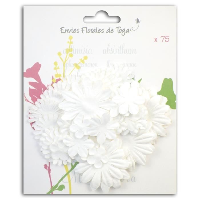 TOGA Pack de 75 Fleurs Formes Blanches