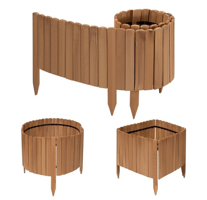 Clôture De Sapin De Noël En Bois 120 Cm - Marron Foncé Effet Neige - Décoration Base Sapin - Jardin