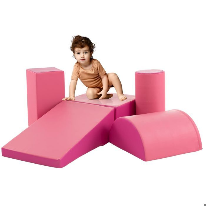 Module de Motricité bébé 5PCS - DREAMADE - Jeu dassemblage - Jouet éducatif - PU à Base deau & EPE - Rose