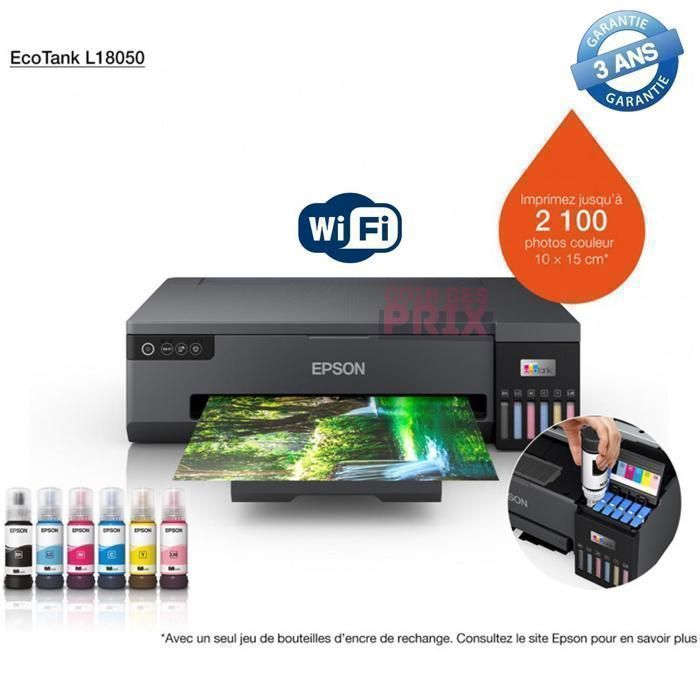 Imprimante Photo A3+ – Epson – EcoTank L18050 – 6 Couleurs – Impression sur PVC – Économie dénergie