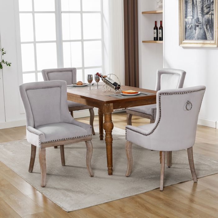 Lot De 4 Chaises De Salle à Manger Haut Dossier Capitonné Et