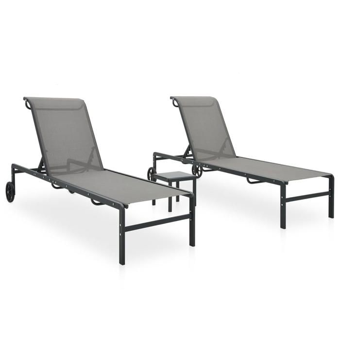 vidaXL Chaises longues et Table Lot de 2 - vue 6