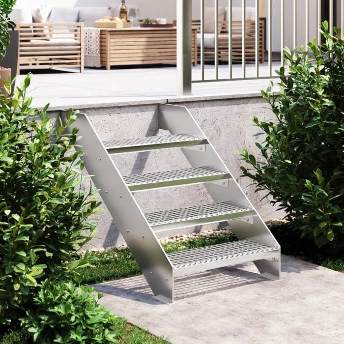 vidaXL Escalier en Caillebotis Marche en Caillebotis Marche dEscalier École Usine Restaurant Maison 60x24x7 cm Acier 155677