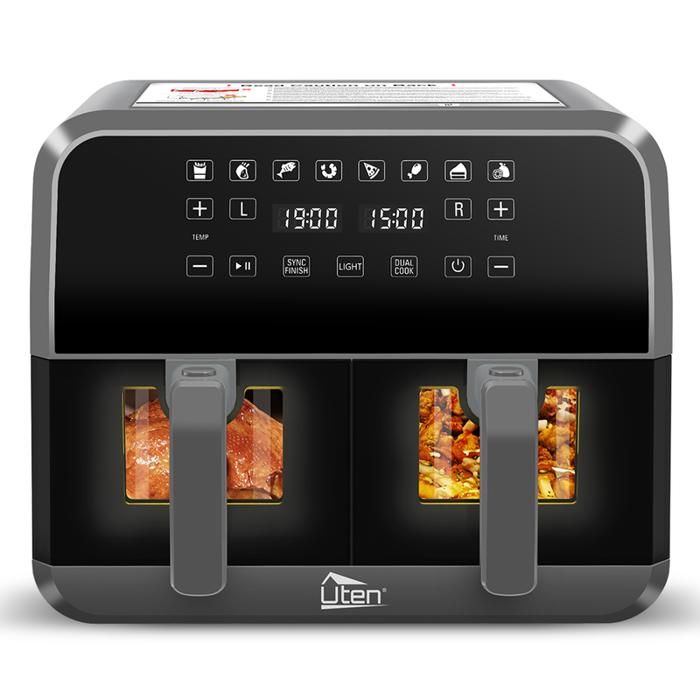 UTEN Friteuse Sans Huile 8L 1700W - Air Fryer avec écran Tactile LED8 Programmes Fenêtre VisibleMinuterie et Thermostat - Uten