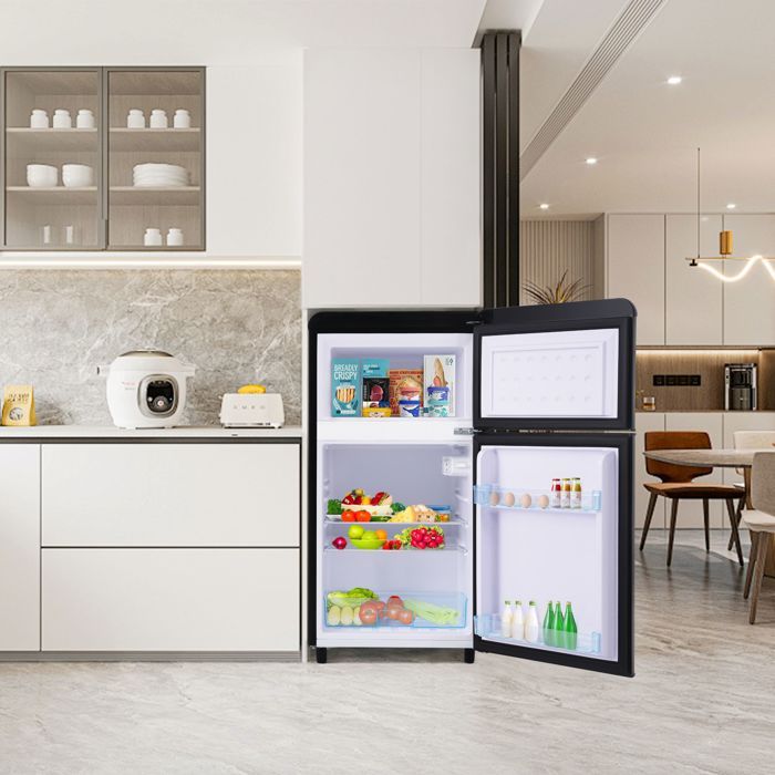 GUTENT Réfrigérateur 72 L double porte (congélateur 21 L / réfrigérateur 51 L) Classe E - noir