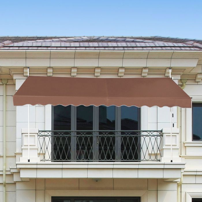 Store Banne Manuel Rétractable 2x1,5m - Pour Terrasse, Balcon, Jardin, Toile Polyester 280g