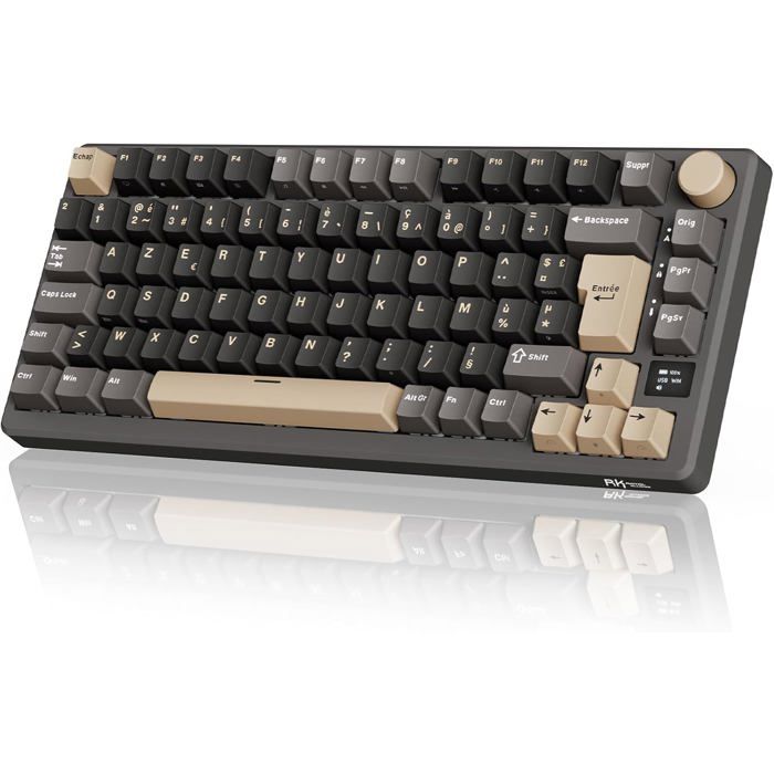 M75 Clavier Mécanique Sans Fil Azerty Bt5.0/2.4G/Usb-C Compact 75% Clavier Gamer Mécanique Avec Écran Intelligent Oled Et Bout