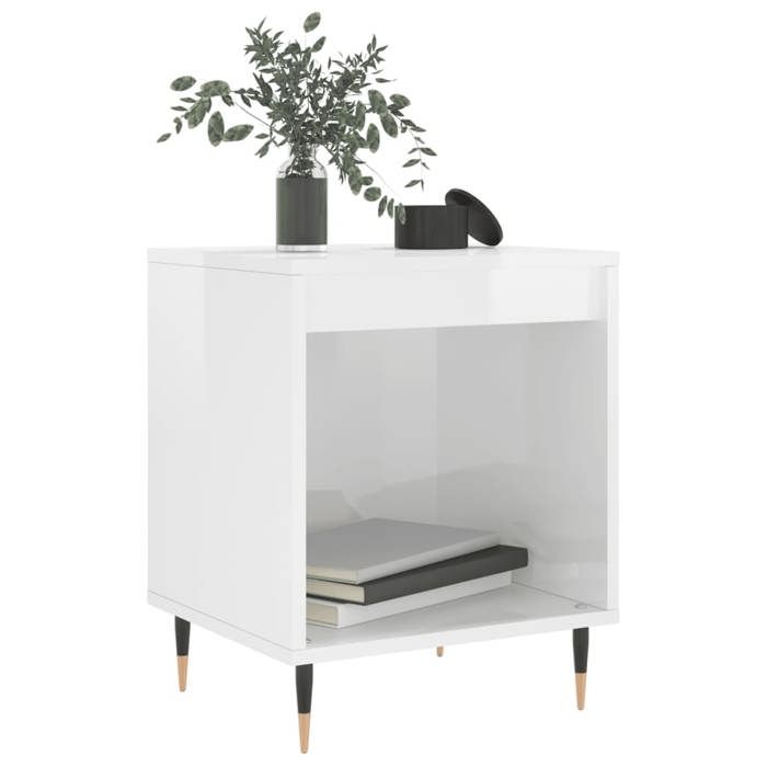 (SOLDE dété)Table de chevet/Table canapé - Polyvalent - Blanc brillant 40 x 35 x 50 cm Bois d’ingénierie Aspect chic*26860