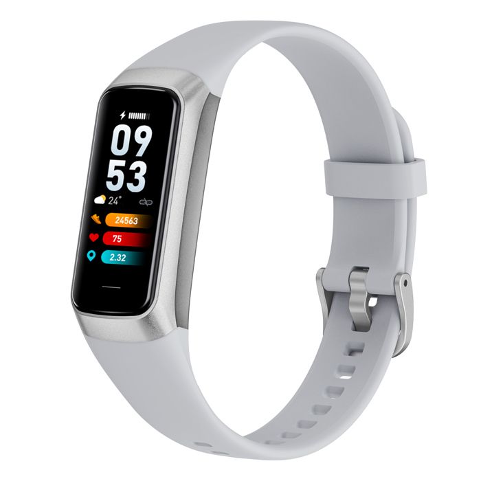 INF Montre Connectée Fine et Élégante avec Suivi de Santé et Personnalisation - Moniteur de Fitness AMOLED Violet Argent