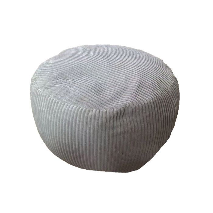 Pouf Relaxdays cord HxD : 35 x 50 cm remplissage en polystyrène coussin rond tabouret de salon pouf gris clair