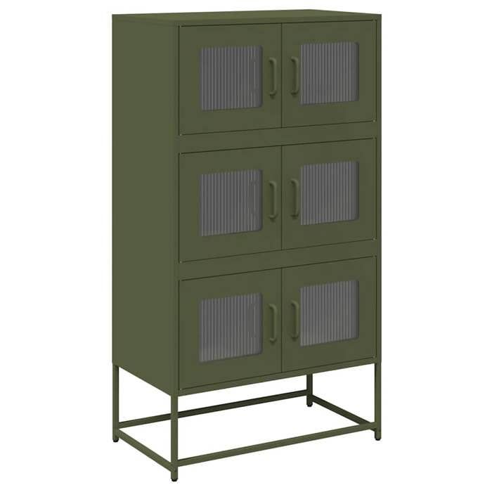 Buffet haut en acier - GKO - Vert olive - 68x39x123 cm - 6 compartiments - 6 portes - Capacité 90 kg - Assemblage requis