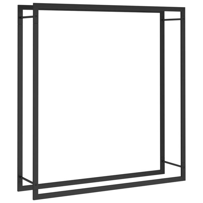 SWEET®Porte-bûches de cheminée MVS - Capacité 100 kg - Intérieur/Extérieur - Noir mat 110x28x116 cm Acier EU26_157647