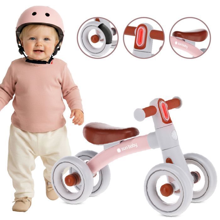 sun baby - Draisienne sans Pédales Zoomi - max. 25 kg 12 mois cadre en acier roues en mousse EVA guidon amorti éclairage - Rose
