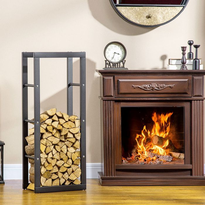 MOTHINESSTO184-Range bûches Etagère porte bois de cheminée porte-bûches intérieur et extérieur charge max. 100 Kg dim. 40L x 25l x 1