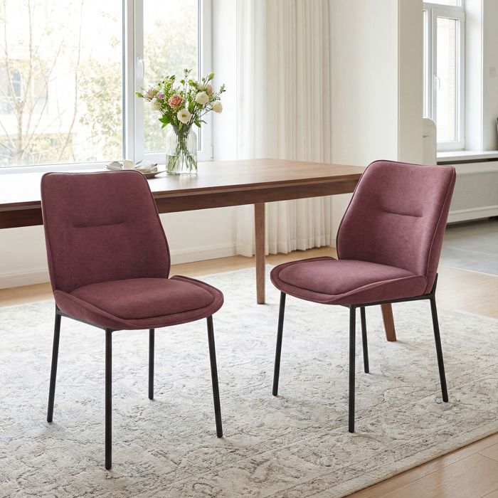 chairus Lot de 2 Chaises de Salle à Manger en Chenille Chaise de Cuisine avec Pieds en Métal Chaise Tapissée pour Salon Bordeaux