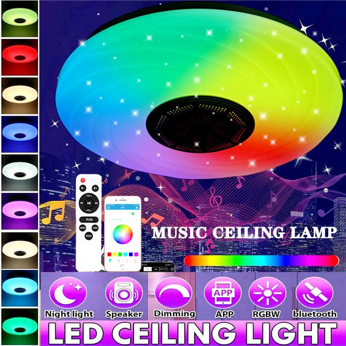 Plafonnier LED 24W Intelligent Télécommande 2 4G RGB Multicolore Design Moderne Lampe de Plafond pour Salon Chambre Cuisine