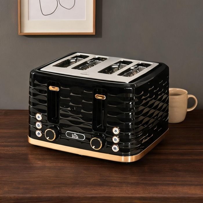 Grille-pain 4 tranches design ondulé en plastique deep black 29.2 x 27.5 x 18.9 - Black Plastic 29.2 x 27.5 x 18.9 cm Ref 3Z8MX3