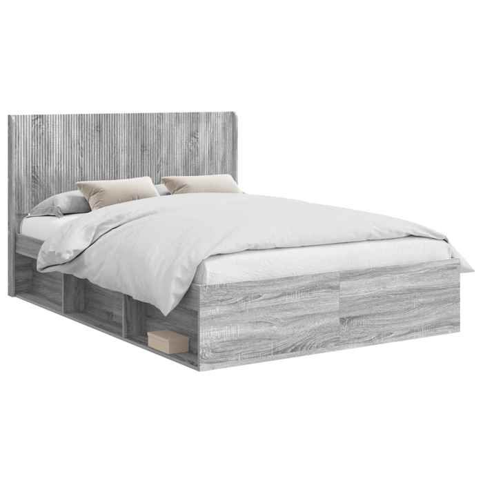 Lit coffre - Cadre de lit avec rangement et tête de lit 3 pcs - vidaXL - bois dingénierie - sommier à lattes 4643853