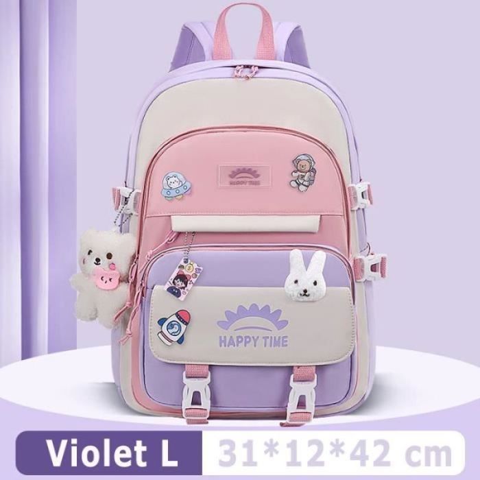 XJYDNCG Sac à Dos Enfants Scolaire Cartable Primaire Imperméable Sac décole Collége Pour Etudiant - L - Violet violet SAC A DOS