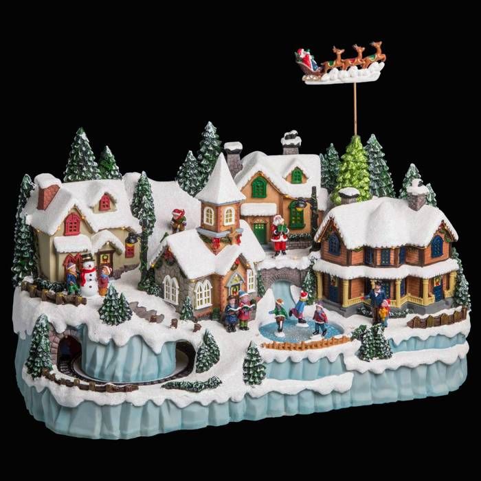 Village de Noel train renne anime musical 45 LED transfo Feeric lights christmas Cdiscount Maison