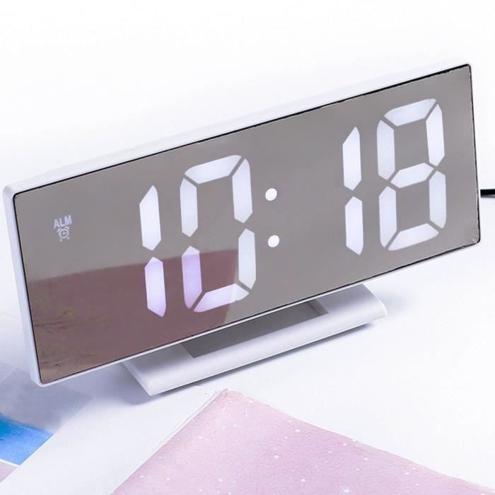 Numérique Réveil LED Miroir Horloge ÉLECTRONIQUE Grand Écran LCD